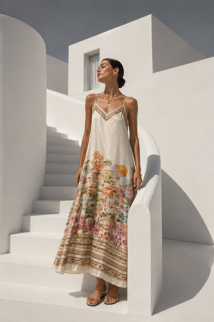 Tranquil Riviera Maxi Dress Cream
