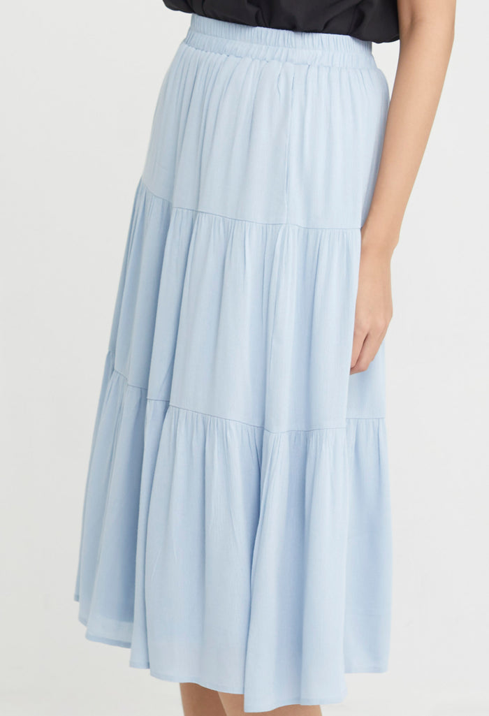 Triple Ruffled Midi Skirt