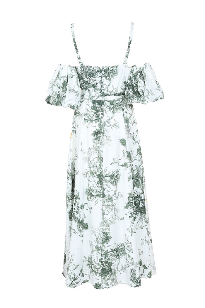 Tropical Color Falling Shoulder Off Maxi Dress - BTK COLLECTIONS