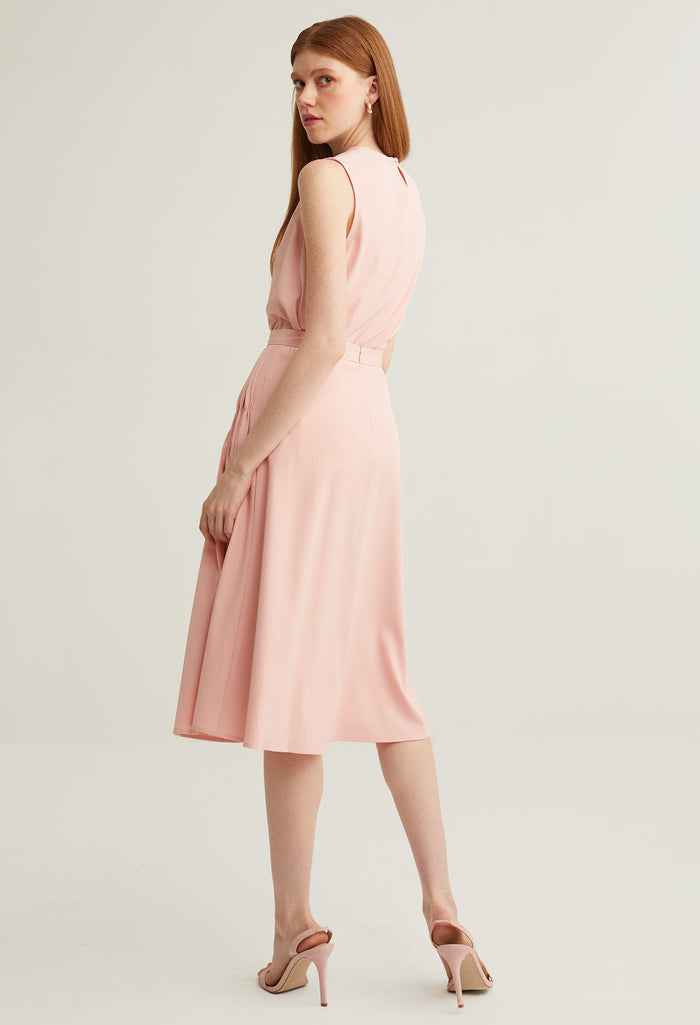Twist Pleated Umbrella Midi Skirt