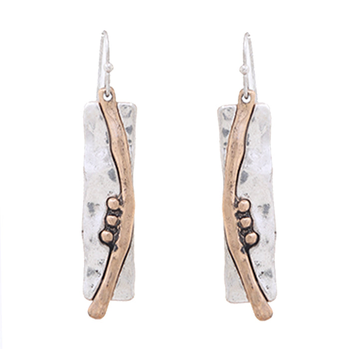 Two Tone Rectangle Dangle Earrings