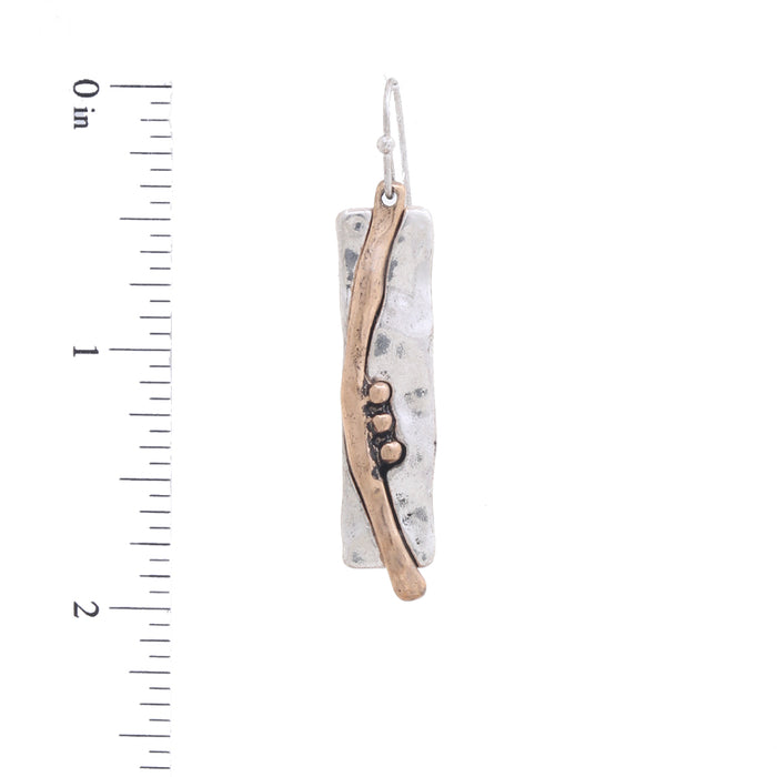 Two Tone Rectangle Dangle Earrings