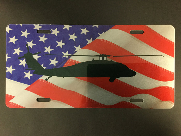 UH-60 Black Hawk Helicopter with Flag License Plate (color)