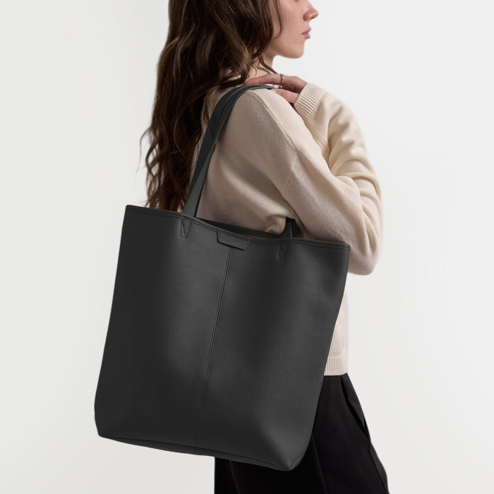 Uptown Vertical Tote Black Pebble