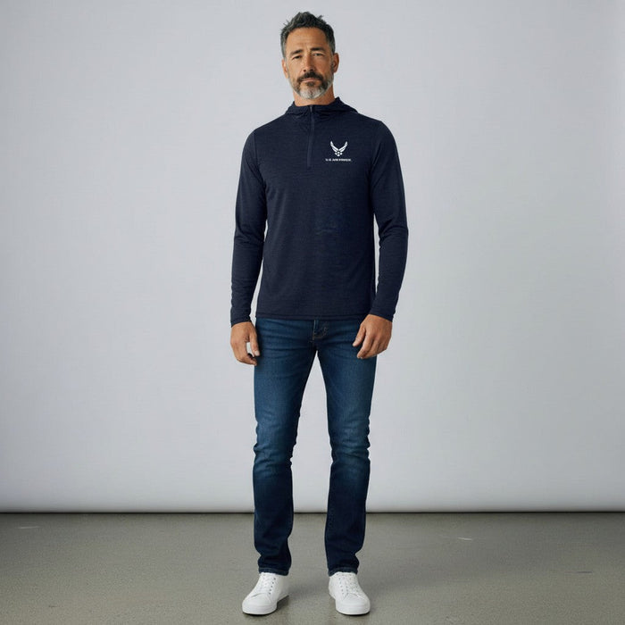 U.S. Air Force Men's Tidy 1/4 Zip Pullover Hood (Navy Heather)*