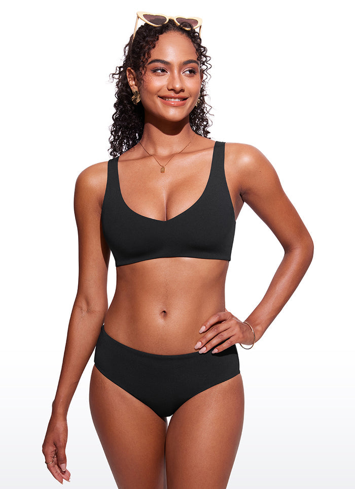 CRZ YOGA V Neck Bikini Padded Tops Swimsuit Black