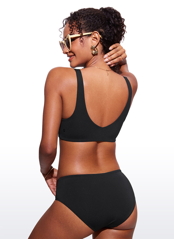 CRZ YOGA V Neck Bikini Padded Tops Swimsuit Black