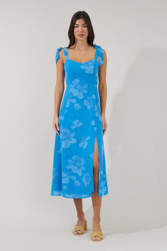 Viejo Tie Strap Midi Dress Surf Blossom