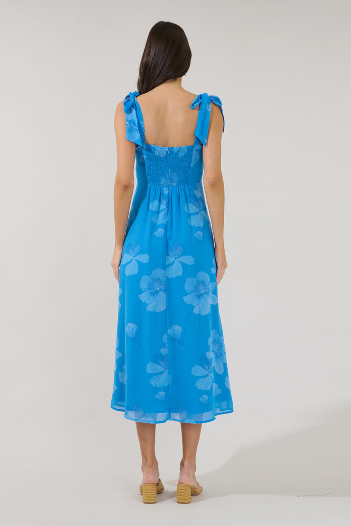 Viejo Tie Strap Midi Dress Surf Blossom
