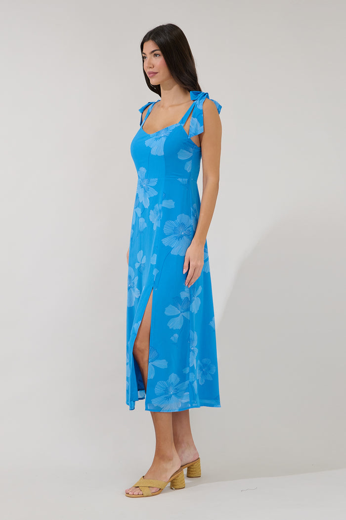 Viejo Tie Strap Midi Dress Surf Blossom