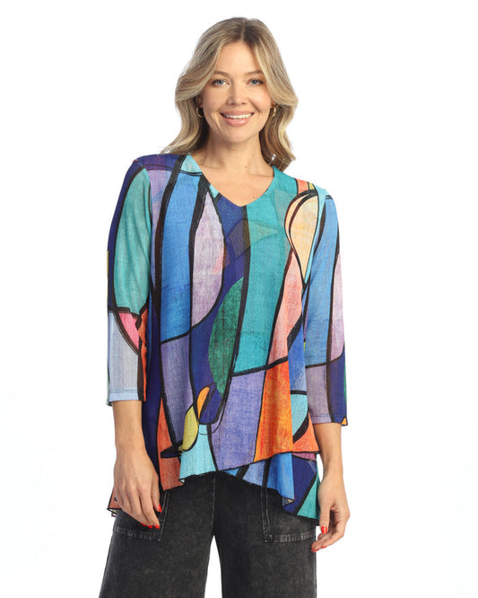 "Vita" Crepe Mesh Criss Cross Hem Tunic Top - CM2-2068 - Limited Sizes!