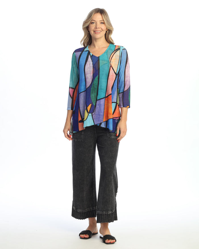 "Vita" Crepe Mesh Criss Cross Hem Tunic Top - CM2-2068 - Limited Sizes!