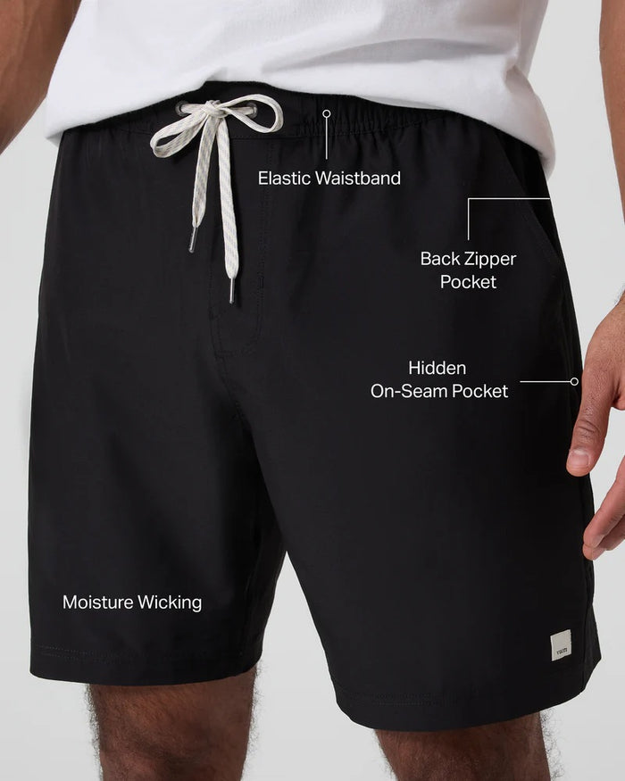 VUORI BANKS SESSION SHORT UNLINED 7" BLACK MENS SHORTS