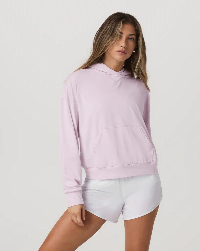 VUORI HALO MODERN PULLOVER HOODIE LILAC BREEZE HEATHER WOMENS HOODY
