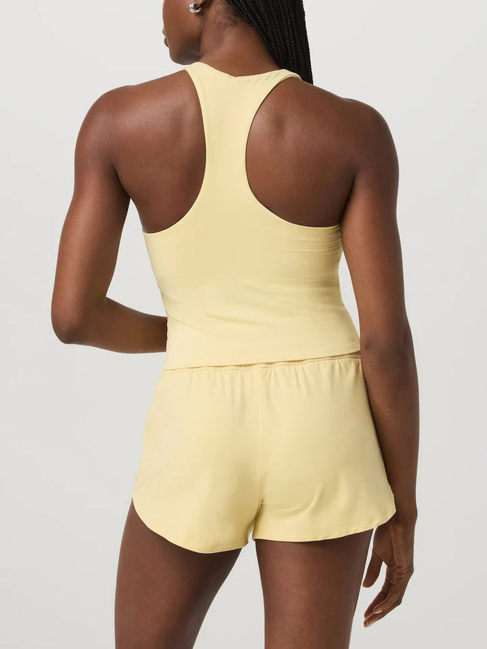 VUORI HALO PERFORMANCE CROP TANK 2.0 LEMON SNAP HEATHER WOMENS TANK TOP