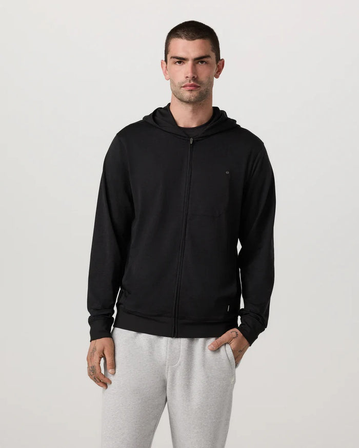 VUORI PONTO FULL ZIP BLACK HEATHER MENS HOODIE