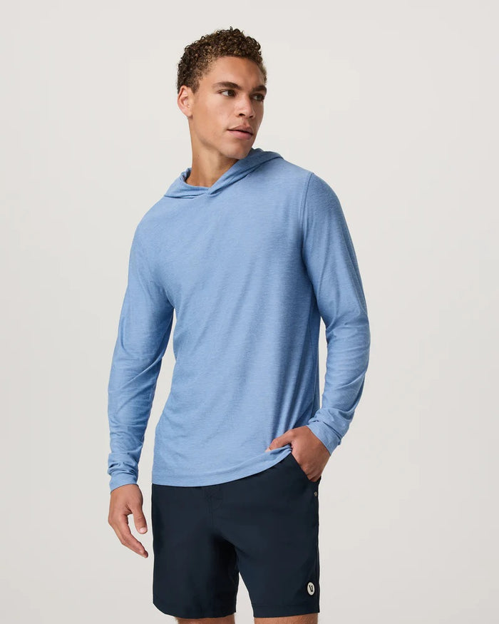 VUORI STRATO TECH HOODIE ISLE BLUE HEATHER MENS HOODY