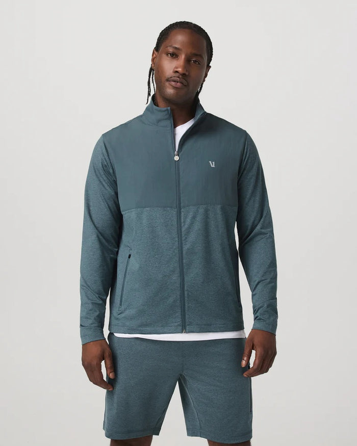 VUORI SUNDAY ELEMENT TRACK JACKET BLUE SEA HEATHER MENS JACKET