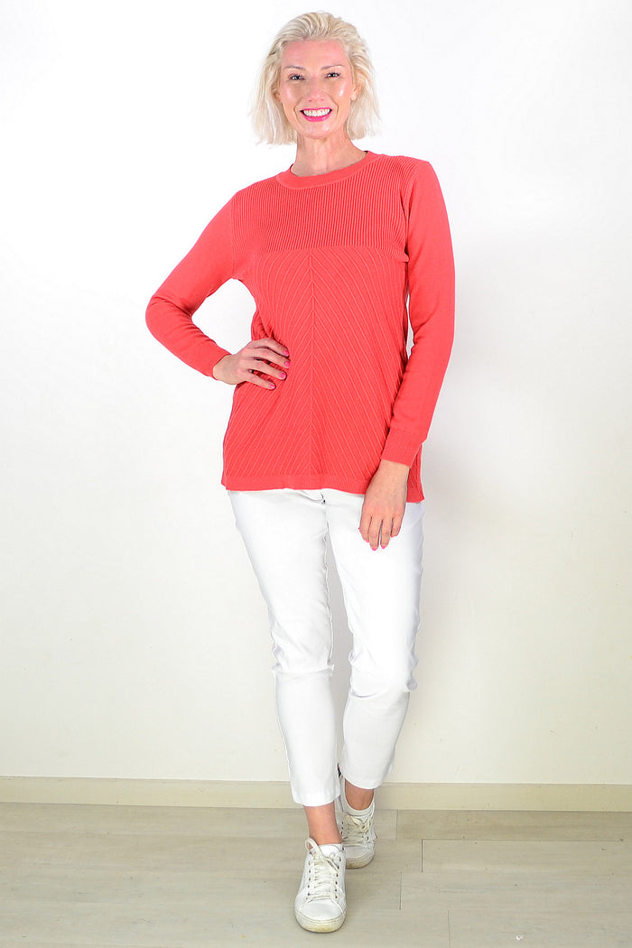 Warm Coral Long Sleeve Tunic Jumper