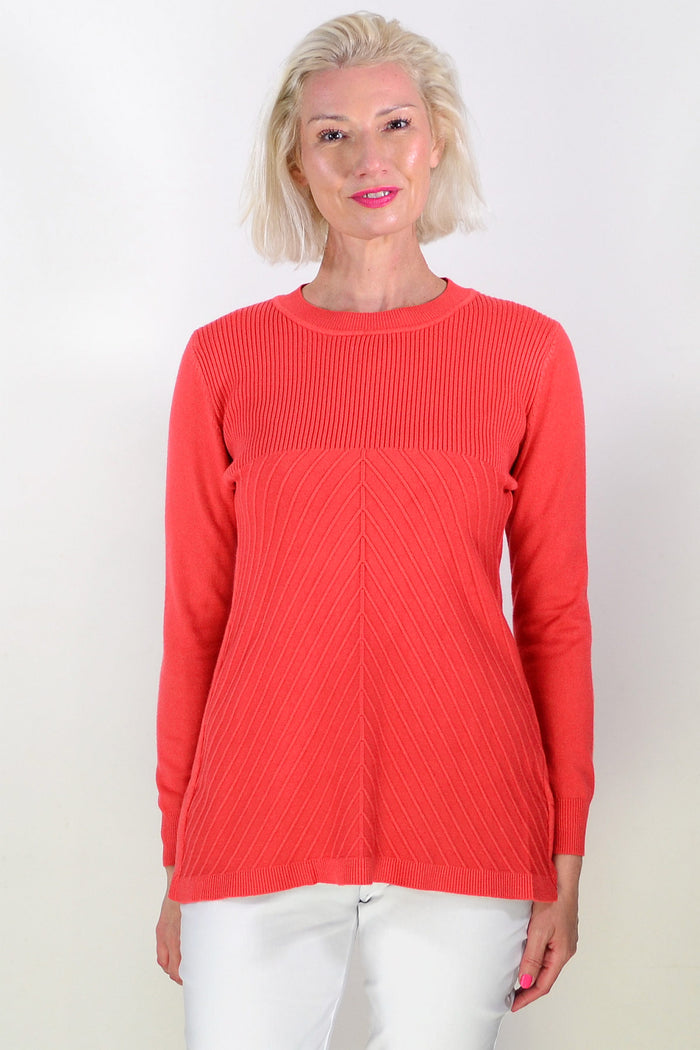Warm Coral Long Sleeve Tunic Jumper