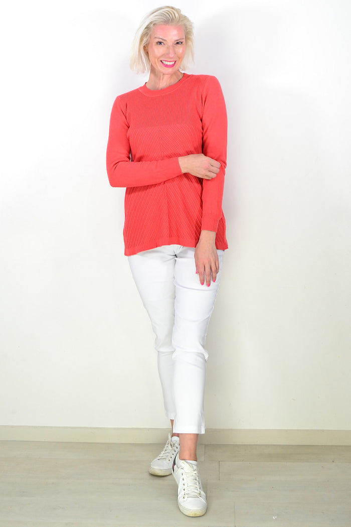 Warm Coral Long Sleeve Tunic Jumper