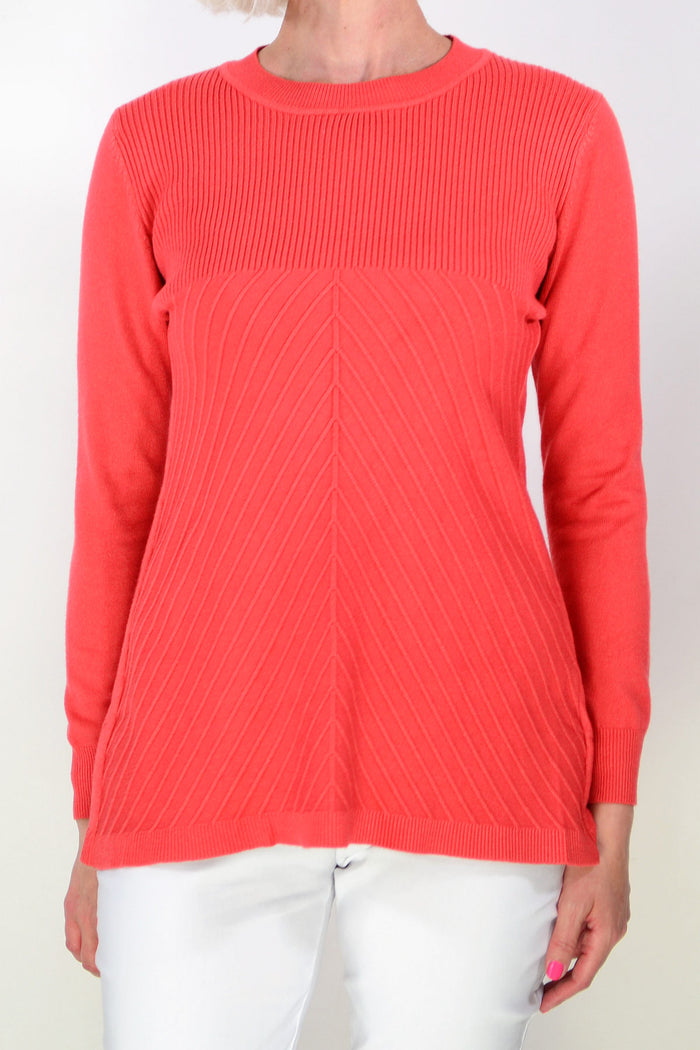 Warm Coral Long Sleeve Tunic Jumper