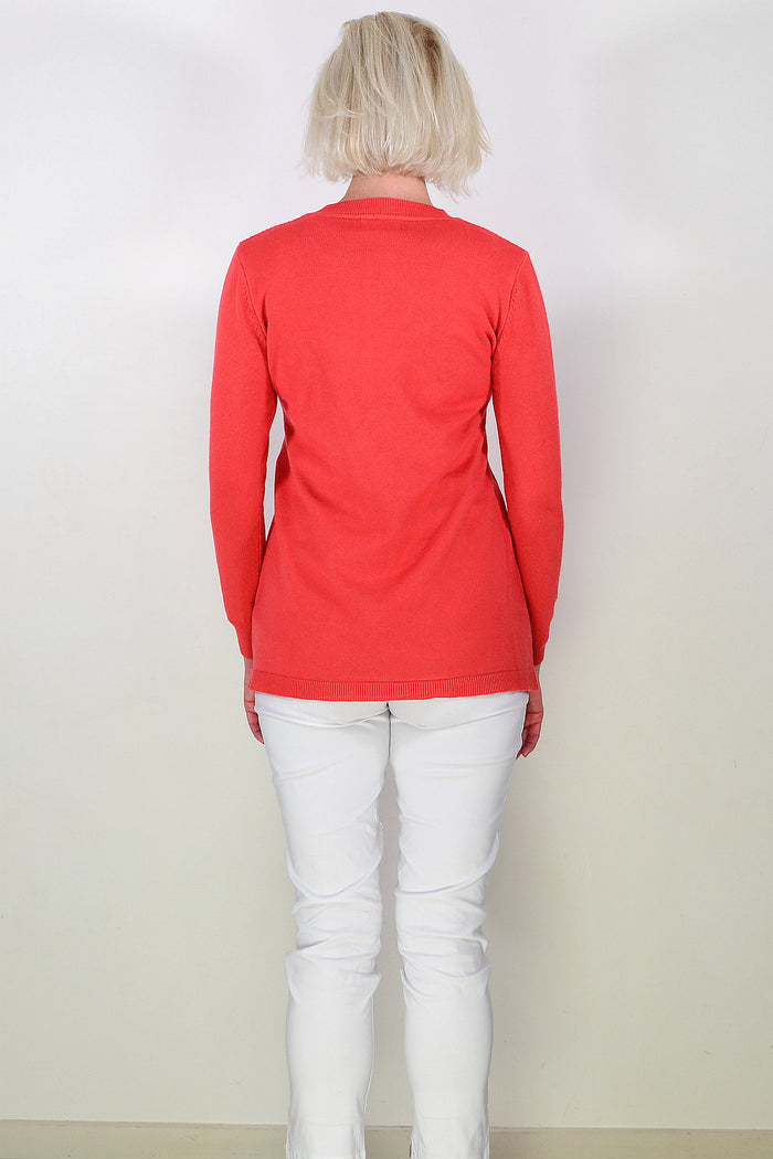 Warm Coral Long Sleeve Tunic Jumper