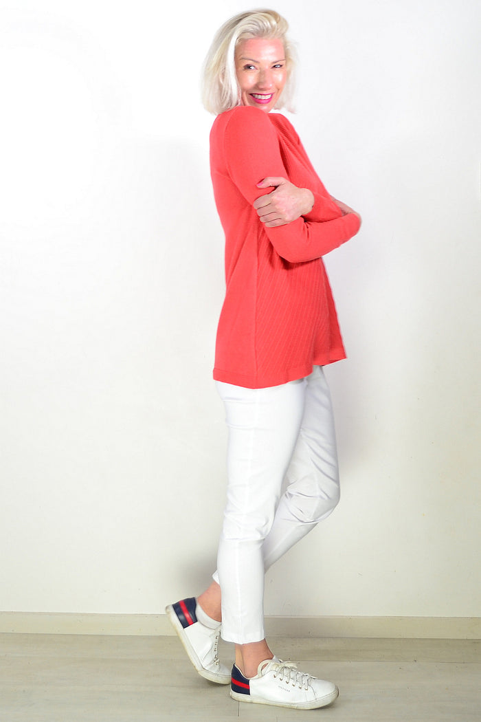 Warm Coral Long Sleeve Tunic Jumper