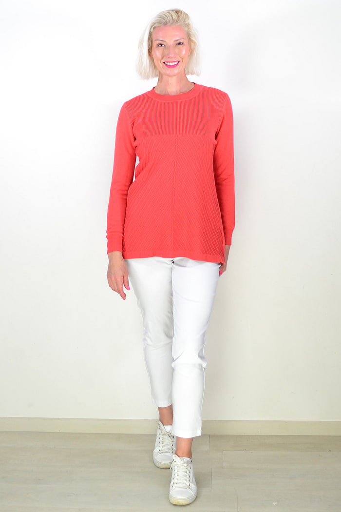 Warm Coral Long Sleeve Tunic Jumper