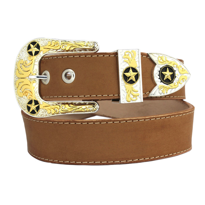 Western Belt w/ Gold and Black Buckle