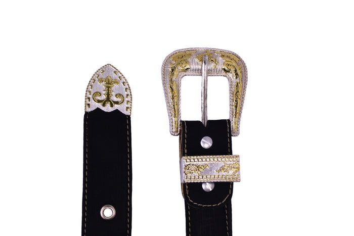 Western Belt w/ Gold Buckle - Black