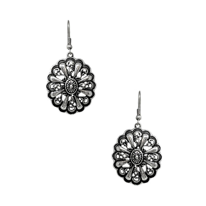 Western Cutout Filigree Dangle Concho Earrings