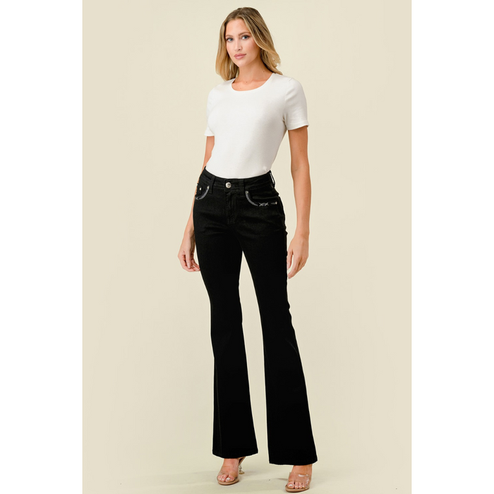 Westfield Eagle Women's Black Embroidered Flare Jeans