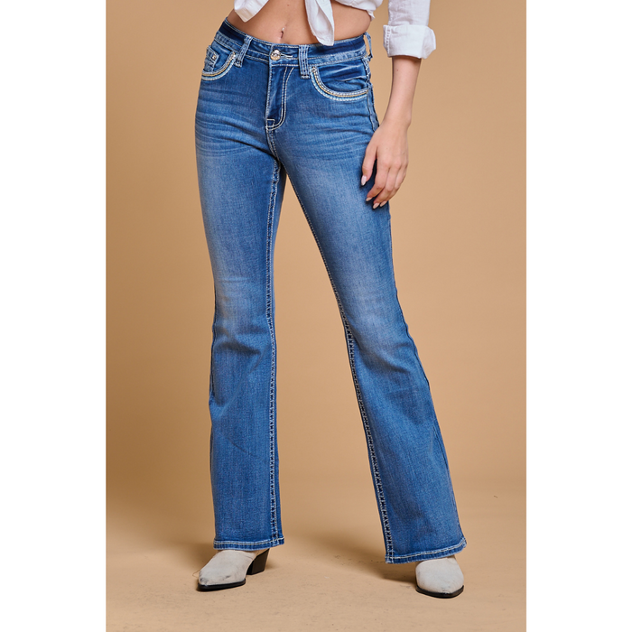 Westfield Eagle Women's Embroidered Flare Bling Jeans