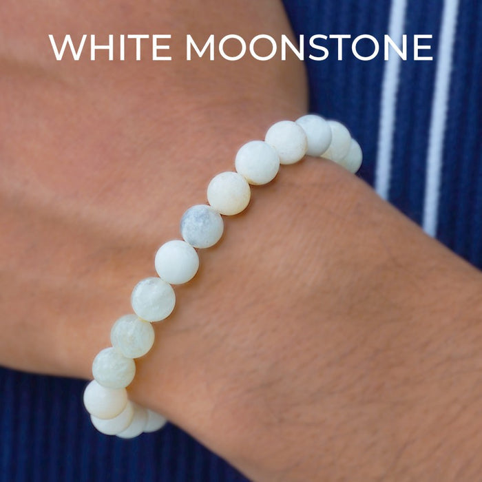 White Moonstone Beads Bracelet