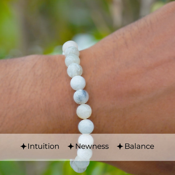 White Moonstone Beads Bracelet