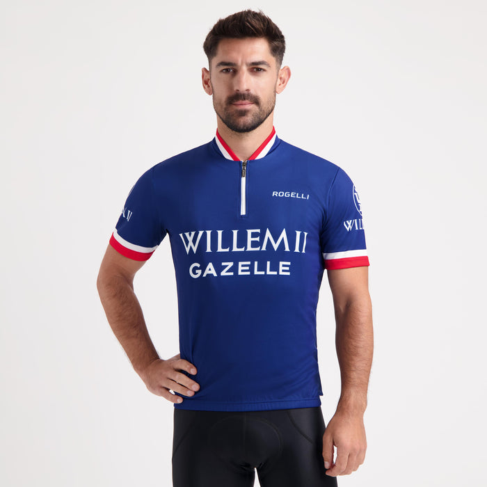 Rogelli Willem II fietsshirt heren blauw korte mouw gedragen voorkant.