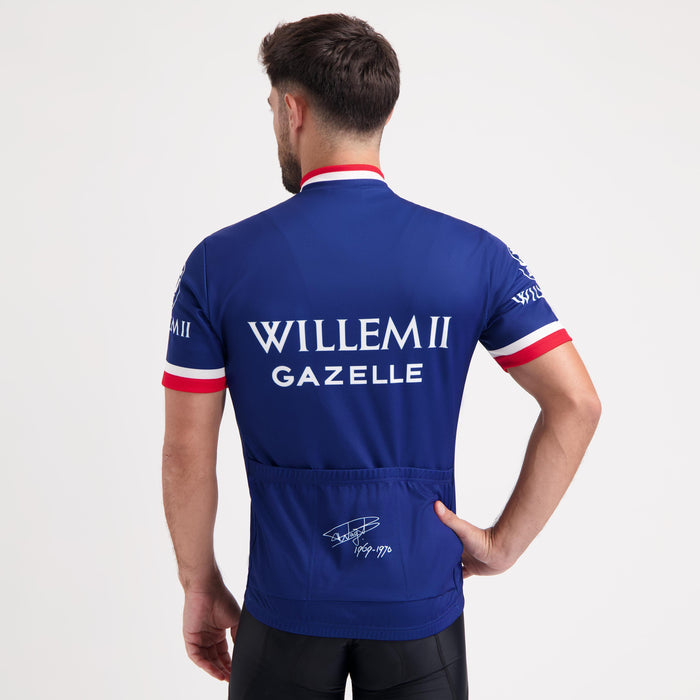 Rogelli Willem II fietsshirt heren blauw korte mouw gedragen achterkant.