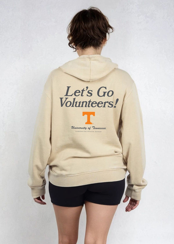 Tennessee Volunteers Unisex Oatmeal Relaxed Burnout fleece Hoodie with Kangaroo pocket, drop shoulders, lived-in look and feel