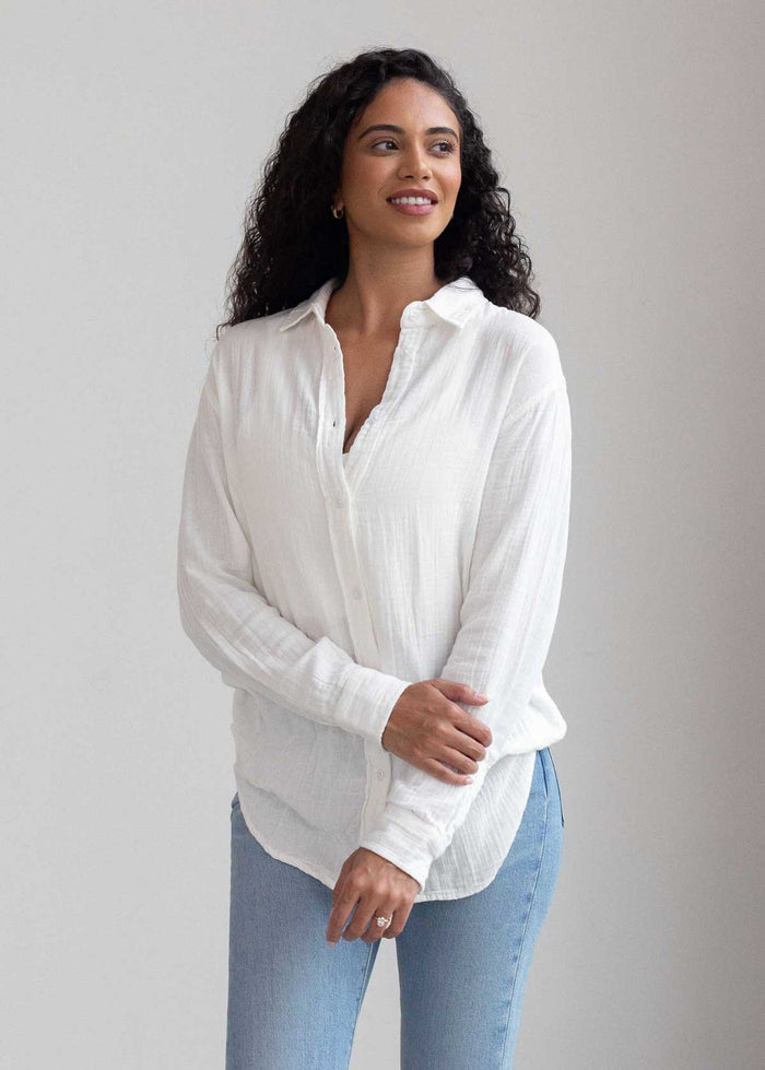 Women's Leisure Long Sleeve Button-Up