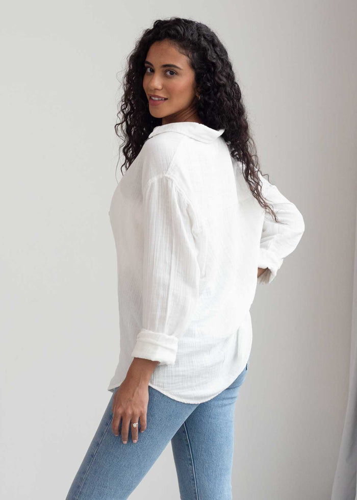 Women's Leisure Long Sleeve Button-Up