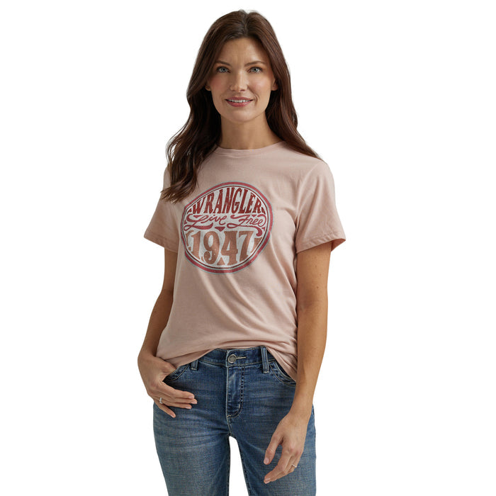 Women's Wrangler Nostalgia Logo Reg Fit Tee- Peach