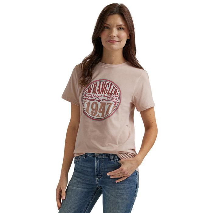 Women's Wrangler Nostalgia Logo Reg Fit Tee- Peach
