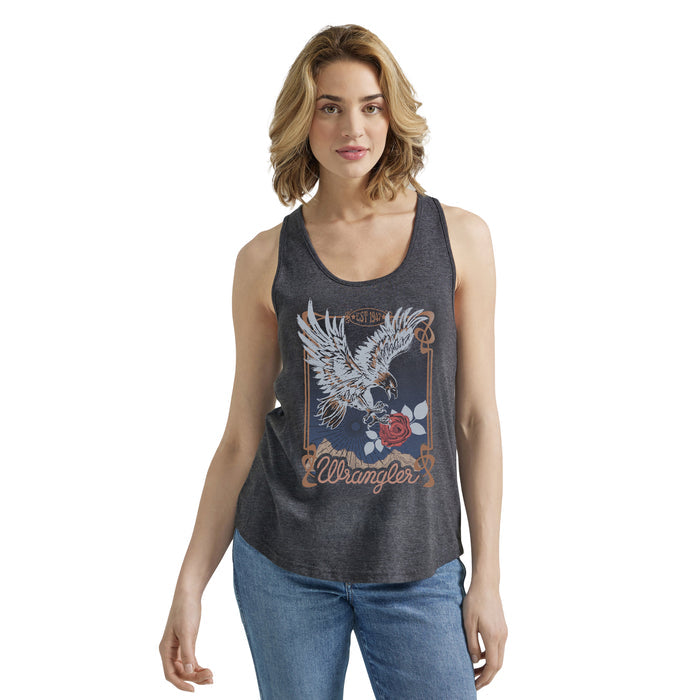 Women's Wrangler Swooping Eagle Racerback- Caviar Heather