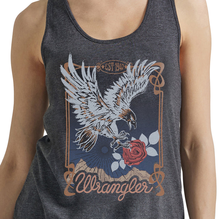 Women's Wrangler Swooping Eagle Racerback- Caviar Heather