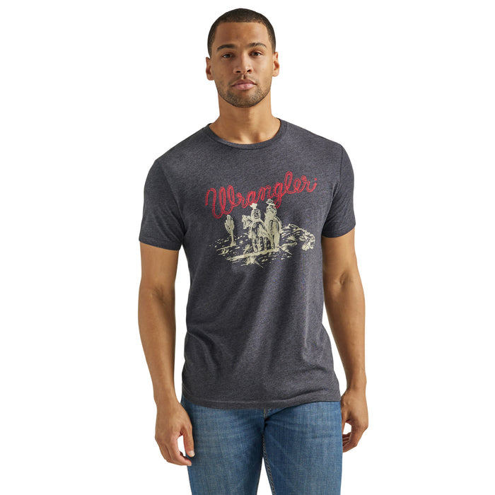 Wrangler Vignette Logo T-Shirt- Caviar Heather
