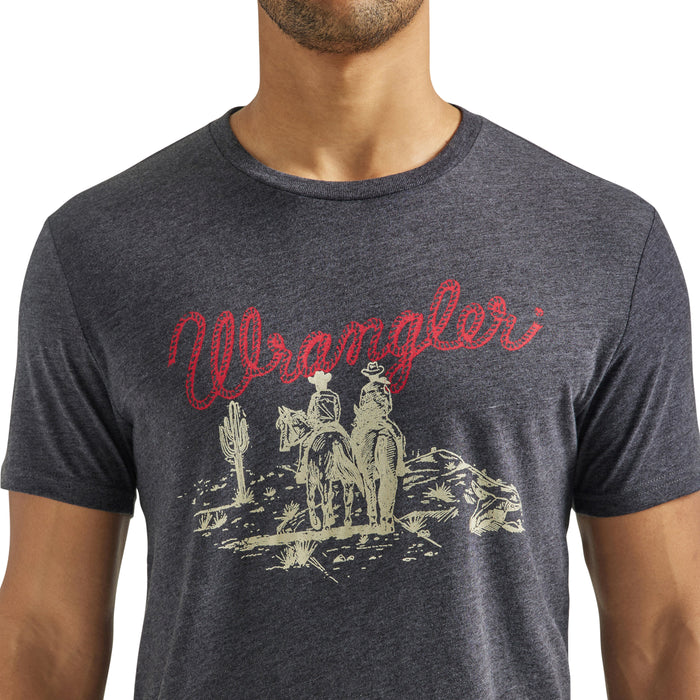 Wrangler Vignette Logo T-Shirt- Caviar Heather