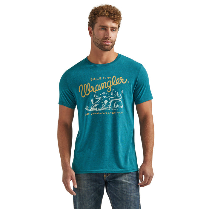 Wrangler Vignette Logo T-Shirt- Cyan Heather