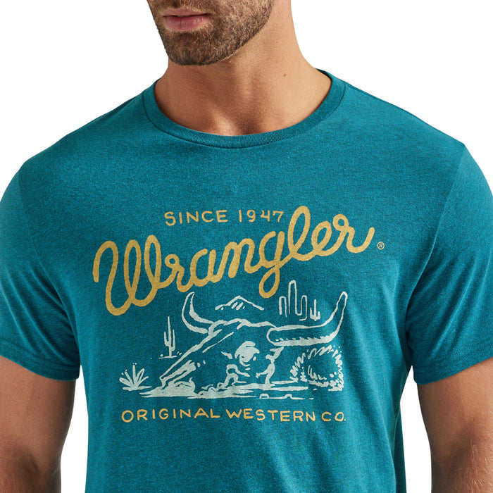 Wrangler Vignette Logo T-Shirt- Cyan Heather