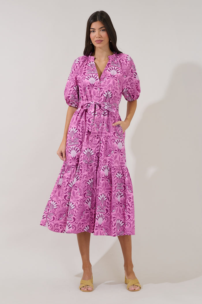Wynette Tiered Midi Dress Floral